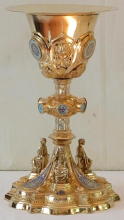 Solid silver gilt antique French Gothic Chalice.